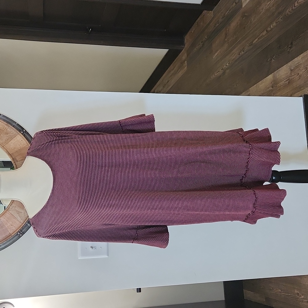 LC Lauren Conrad Maroon and White Striped Mini Dress